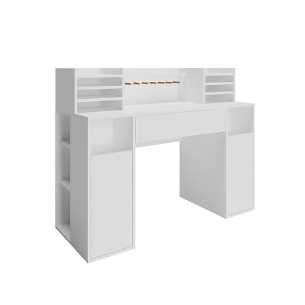 Vicco skrivbord, Vit, 126,8 x 50 cm XL med hyllplan