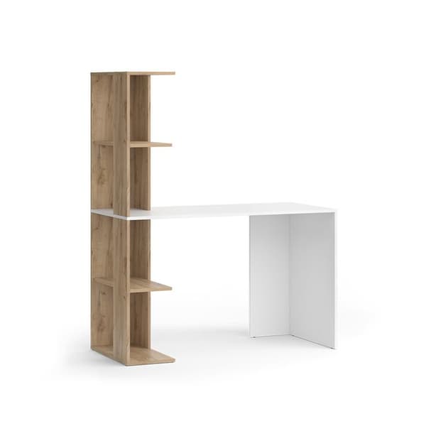 Tornskrivbord, 122,2 x 55,2 cm med 4 fack, Vit/Sonoma, Vicco