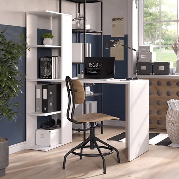 Tower Desk, 122,2 x 55,2 cm med 4 fack, Vit, Vicco