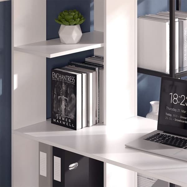 Tower Desk, 122,2 x 55,2 cm med 4 fack, Vit, Vicco