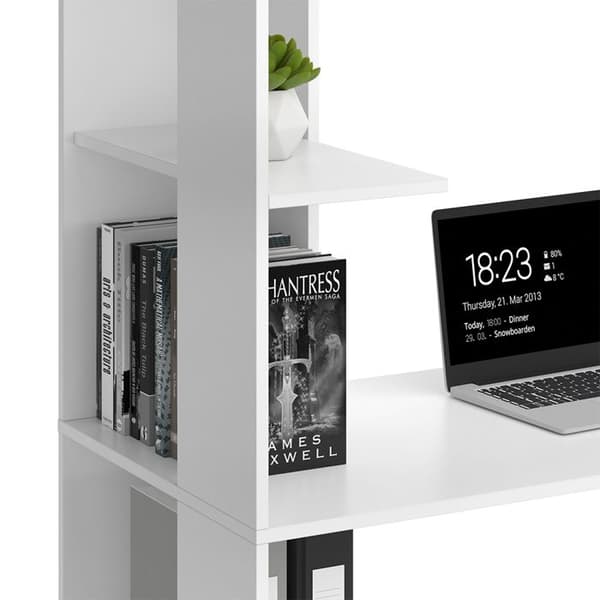 Tower Desk, 122,2 x 55,2 cm med 4 fack, Vit, Vicco