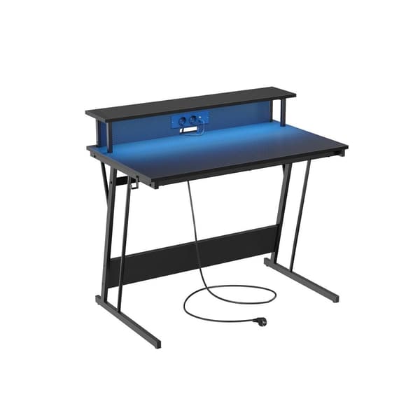 Rootz datorbord - Arbetsstation - Arbetsbord - Spånskiva och stål - 60 cm x 120 cm x 76 cm - Bildskärmsstativ - Ebenholtssvart - 19,6 kg - 100 kg Max
