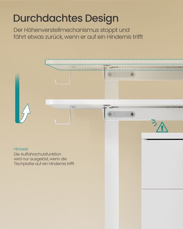 Rootz Electric Desk - Stående Skrivebord - Justerbar Højde Skrivebord - Spånplader og stål - 60cm x 140cm x (72-120cm) - Cloud White