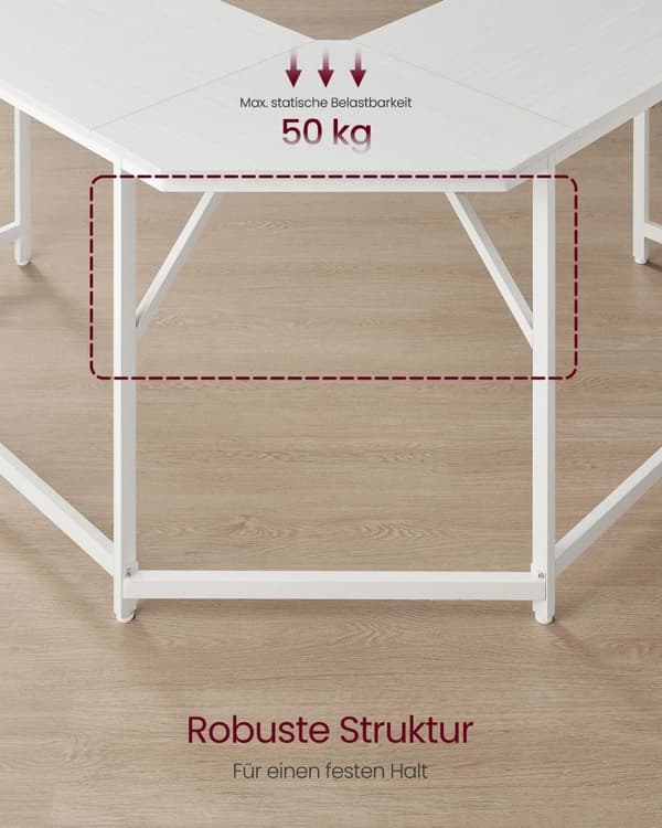 Rootz Moderni tietokonepöytä - Toimistopöytä - Työasema - Lastulevy - Tukeva teräsrunko - 149cm x 149cm x 76cm