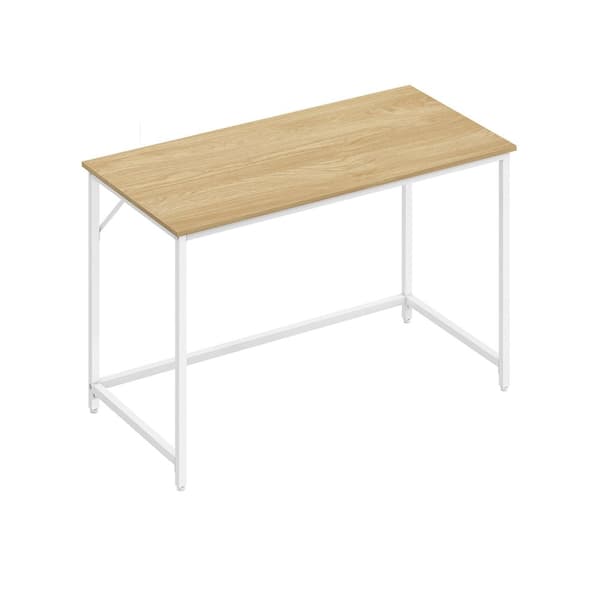 Rootz Study Desk - Kirjoituspöytä - Kotitoimiston työpöytä - Lastulevy ja teräs - 60cm x 120cm x 76cm - Luonnontammen väri - Pearl White