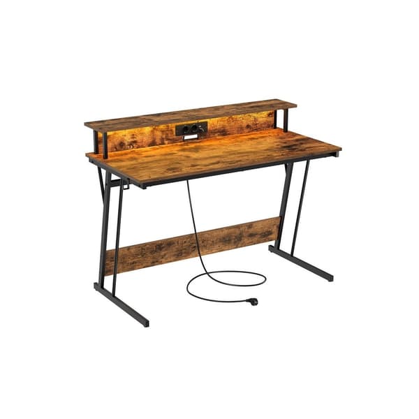 Rootz Vintage Brown -tietokonepöytä - Toimistopöytä - Lastulevy teräs - 60cm x 120cm x 76cm - Näyttöteline - Tukeva - 19,6kg