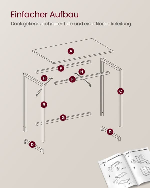 Rootz Study Desk - Kannettava pöytä - Toimistotyöasema - Lastulevy ja teräs - 50 cm x 80 cm x 76 cm - Natural Oak & Pearl White - 8,5 kg