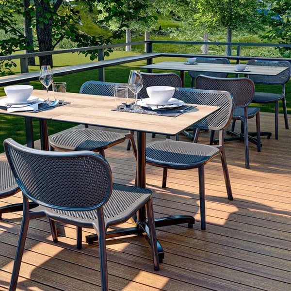 Hopfällbart terrassbord i kompakt HPL ekträdekor 70 x 70
