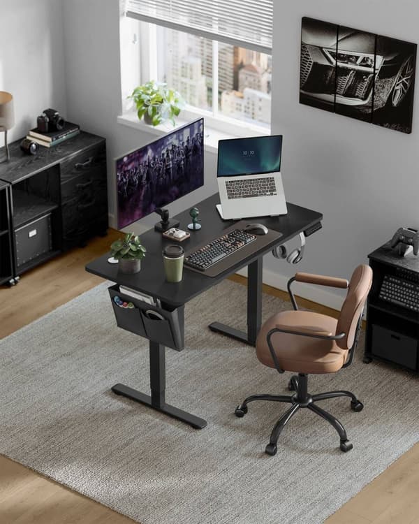 Rootz elektrisk stående skrivebord - Sit Stand-skrivebord - Justerbart skrivebord - Stålramme - 60 cm x 110 cm x (72-120 cm) - Blæk sort - 20,7 kg