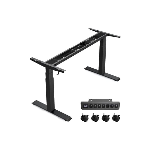 Rootz sähköinen seisomapöytä - säädettävä työpöytä - istumapöytä - teräsrunko - 68 cm x (110-180 cm) x (60-125 cm) - musta - 28,3 kg