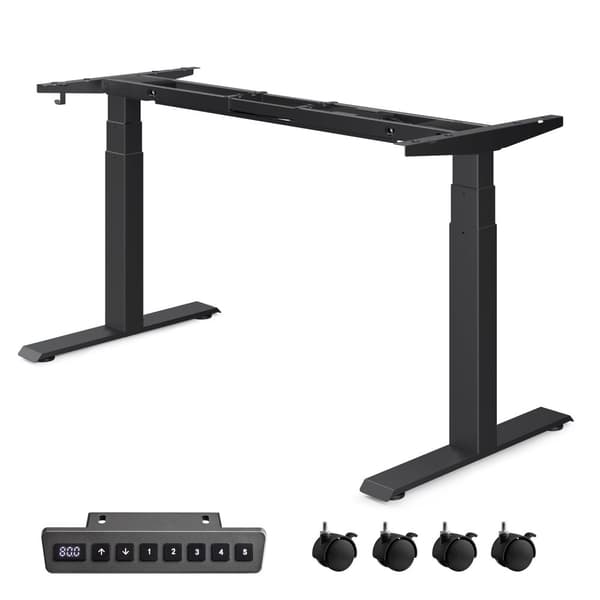 Rootz sähköinen seisomapöytä - säädettävä työpöytä - istumapöytä - teräsrunko - 68 cm x (110-180 cm) x (60-125 cm) - musta - 28,3 kg