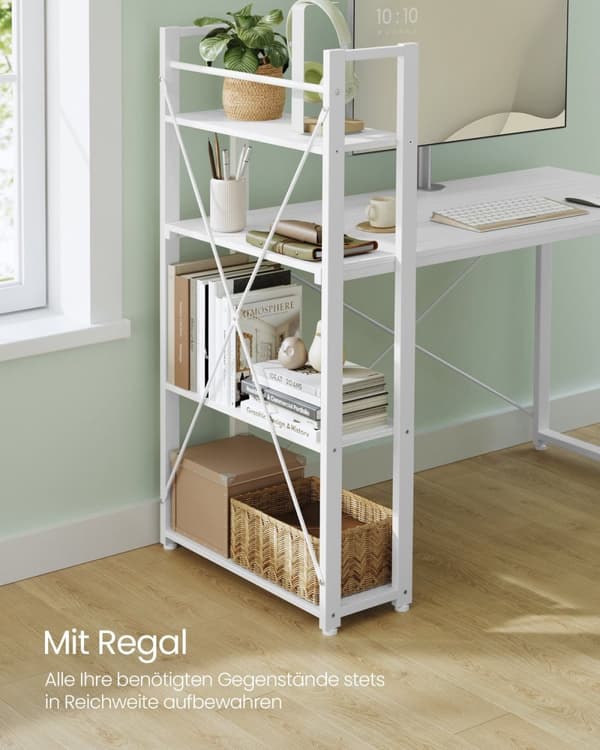 Rootz Maple White Skrivbord - Skrivbord - Study Workstation - Spånskiva stål - 56cm x 120cm x 120cm - 20kg - 50kg Max belastning
