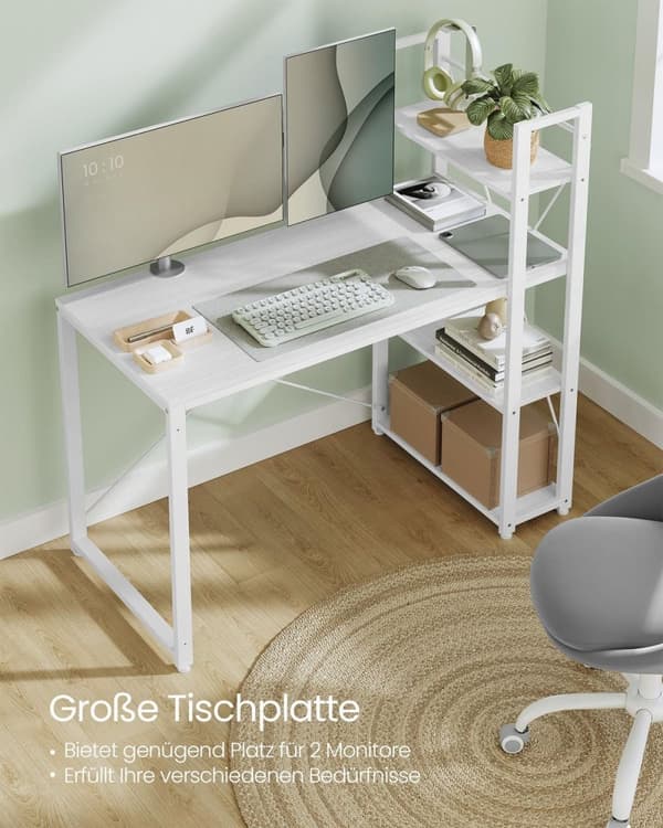 Rootz Maple White Skrivbord - Skrivbord - Study Workstation - Spånskiva stål - 56cm x 120cm x 120cm - 20kg - 50kg Max belastning