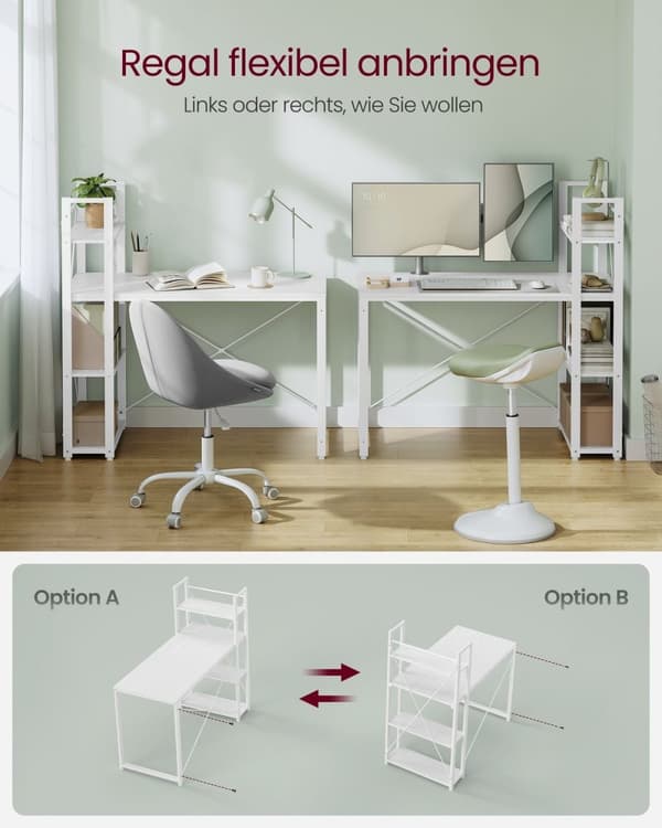 Rootz Maple White Skrivbord - Skrivbord - Study Workstation - Spånskiva stål - 56cm x 120cm x 120cm - 20kg - 50kg Max belastning