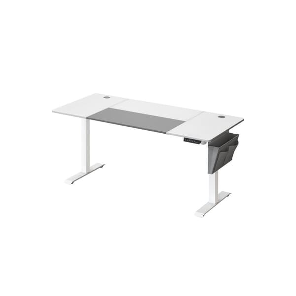Rootz elektrisk stående skrivebord - Sit Stand Skrivebord - Justerbart skrivebord - Spånplade og stål - 70cm x 160cm x (72-120)cm - White-Dove Grey
