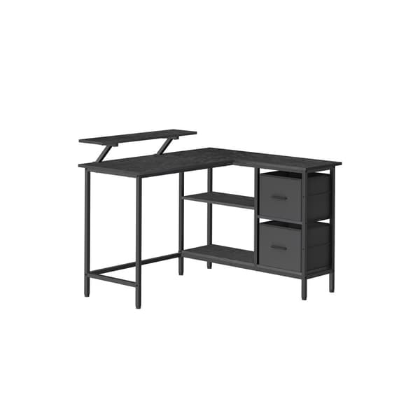 Rootz L-muotoinen kirjoituspöytä - Ebony Black - Lastulevy - Teräs - Tilava työpiste - 105cm x 115cm x 89,5cm