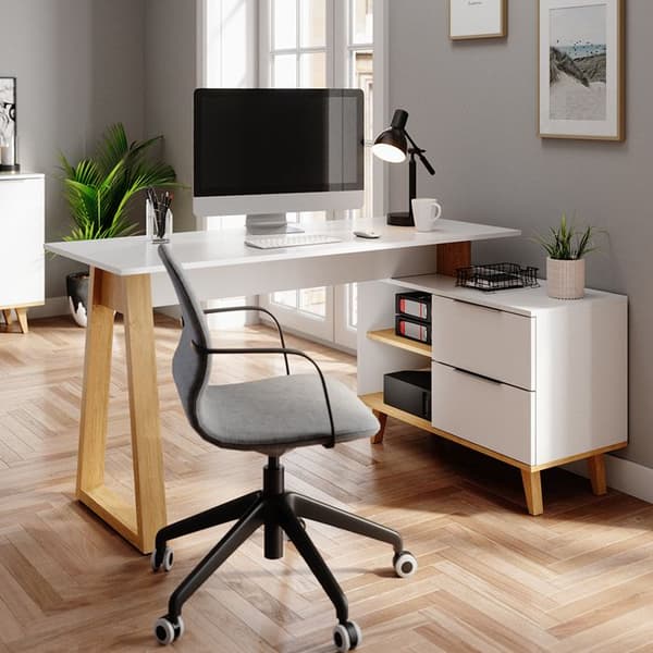 Vicco Nautica skrivbord, Vit, 138 x 60 cm med XL lådor
