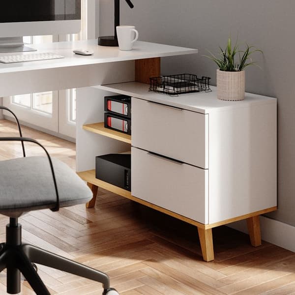 Vicco Nautica skrivbord, Vit, 138 x 60 cm med XL lådor