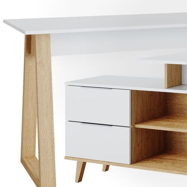 Vicco Nautica skrivbord, Vit, 138 x 60 cm med XL lådor