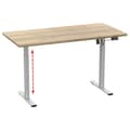Miniatyrbild 3 av 6: LonaE skrivbord elektrisk höj- och sänkfunktion 140x50x71-120cm ek dekor, silverfärgad.