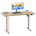 Miniatyrbild 4 av 6: LonaE skrivbord elektrisk höj- och sänkfunktion 140x50x71-120cm ek dekor, silverfärgad.