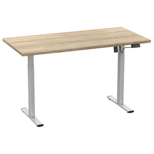 LonaE skrivbord elektrisk höj- och sänkfunktion 140x50x71-120cm ek dekor, silverfärgad.