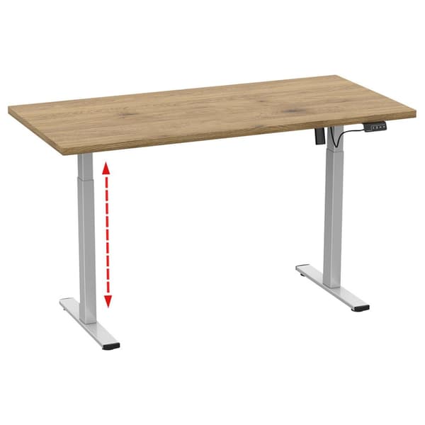 LonaE skrivebord elektrisk hæve sænke funktion 160x80x71-120cm eg dekor, sølvfarvet.