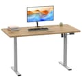 Miniatyrbillede 2 af 6: LonaE skrivebord elektrisk hæve sænke funktion 160x80x71-120cm eg dekor, sølvfarvet.