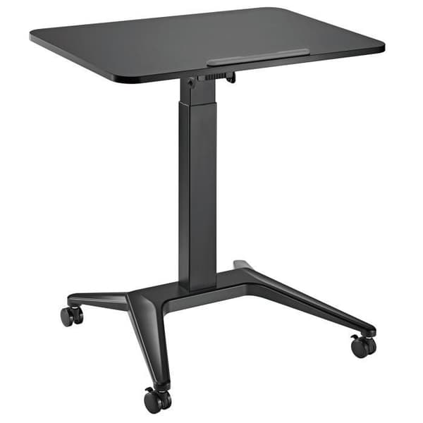 Mobilt bärbar skrivbord, Maclean MC-453B, svart, pneumatisk höjdjustering, 80x52cm, 8kg max, 109cm h