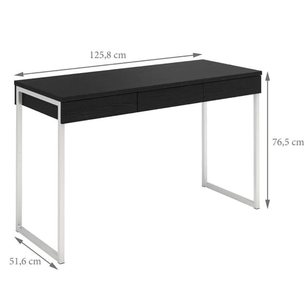 Fula skrivebord 3 skuffer svart ask dekor.