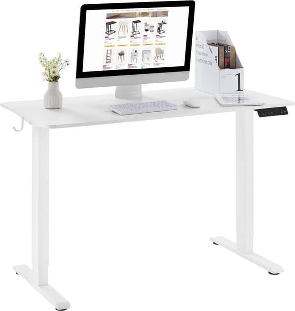 Rootz Elektrisk Højdejusterbart Skrivebord - Stående Skrivebord - Sit-Stå Skrivebord - Sundhedsmæssige fordele - 120 cm x 60 cm - T-formet stålramme