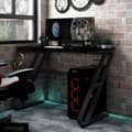 Miniatyrbild 1 av 2: Gamingskrivbord med ZZ-formade ben svart 90x60x75 cm