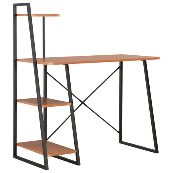 Skrivbord med hyllenhet svart och brun 102x50x117 cm