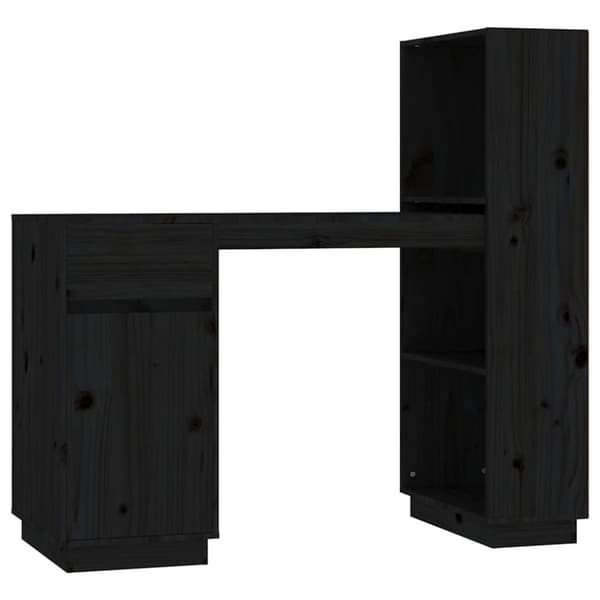 Skrivbord svart 110x53x117 cm massiv furu