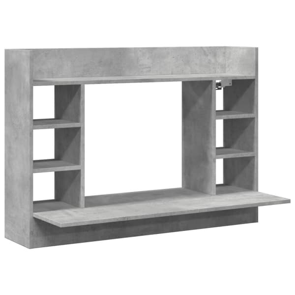 Väggmonterat skrivbord betonggrå 105x48x75 cm konstruerat trä