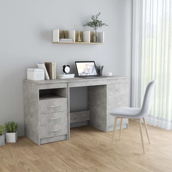 Skrivbord betonggrå 140x50x76 cm konstruerat trä