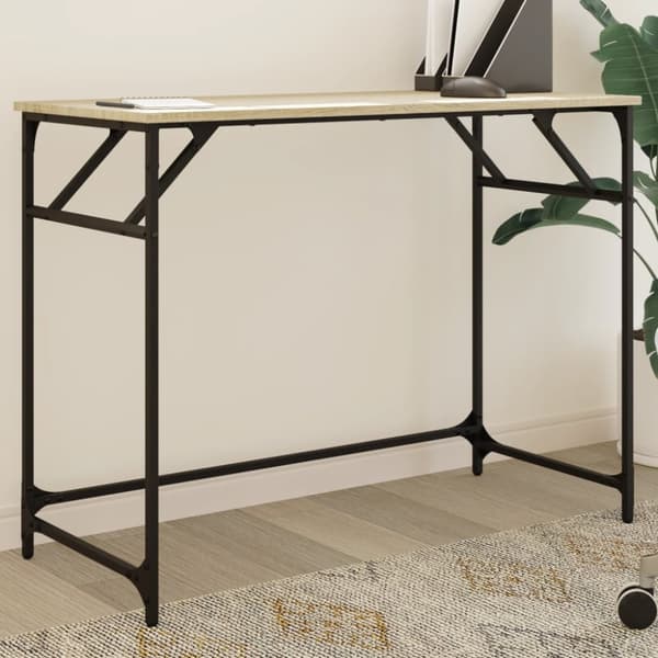 Skrivbord sonoma-ek 100x45x76 cm trä pulverlackerat stål