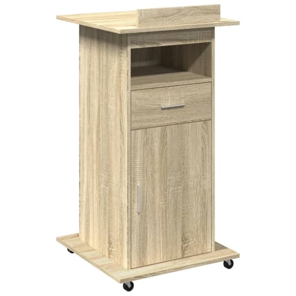 Talarstol med hjul & låda sonoma-ek 55x55x107cm konstruerat trä