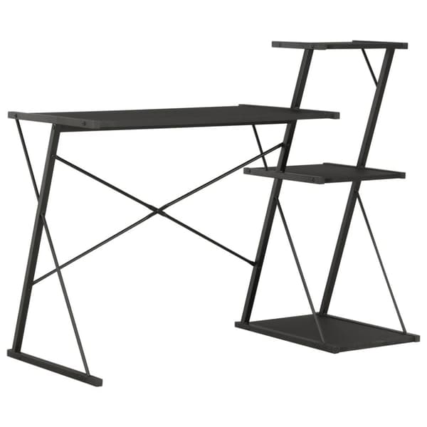 Skrivbord med hylla svart 116x50x93 cm