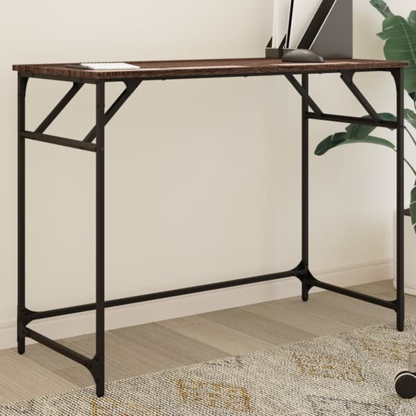 Skrivbord brun ek 100x45x76 cm trä pulverlackerat stål