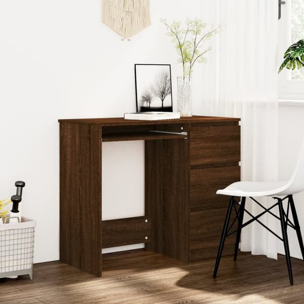 Skrivbord brun ek 90x45x76 cm konstruerat trä