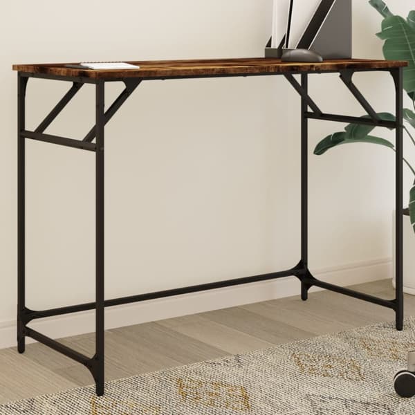 Skrivbord rökfärgad ek 100x45x76 cm trä pulverlackerat stål
