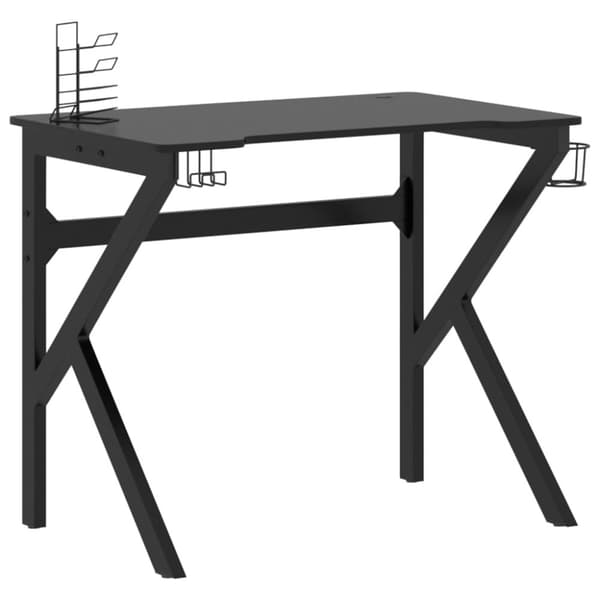 Gamingskrivbord med K-formade ben svart 90x60x75 cm