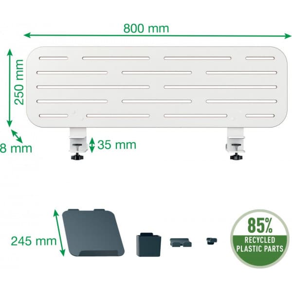 Leitz Ergo opbevaringsplade med holder til bærbar computer, 80x25 cm