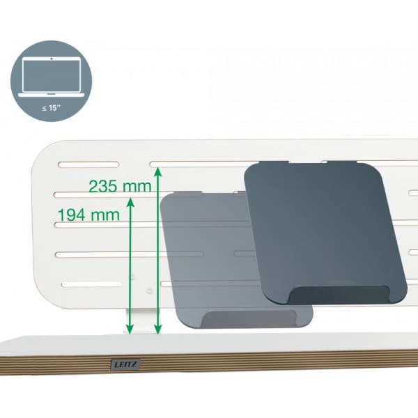 Leitz Ergo opbevaringsplade med holder til bærbar computer, 80x25 cm
