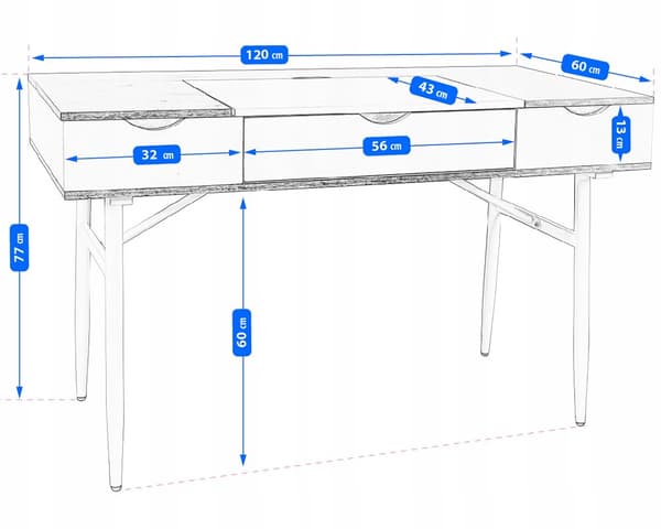 ELEGANT DESK til kontorkontor, MODERNE STOR SKUFFE, computerbord