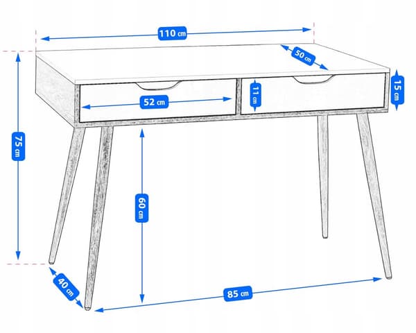 ELEGANT DESK til et studieværelse, kontor, MODERNE STORE SKUFFER til computere