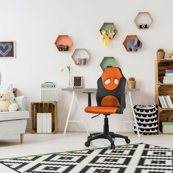 Snurrstol för barn - hjh OFFICE - KID GAME AL - Svart/Orange - konstläder