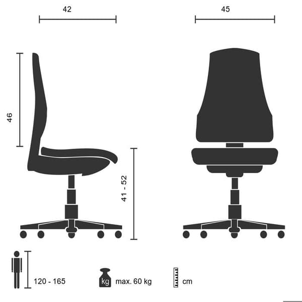 Snurrstol för barn - hjh OFFICE - KIDDY GTI-3 - Grå - Tyg