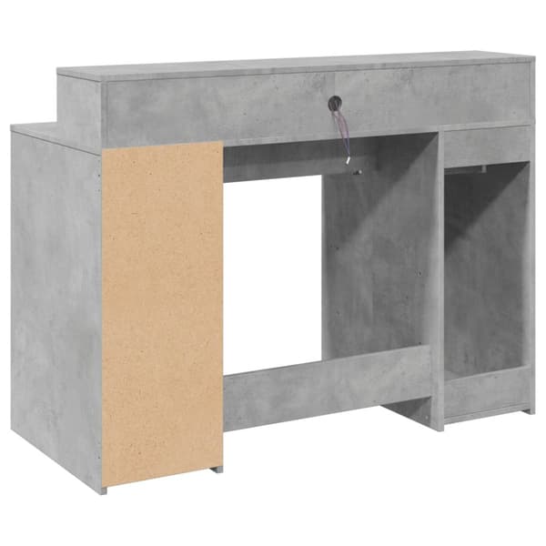 Työpöytä LED-valoilla betoninharmaa 120x55x91 cm tekninen puu